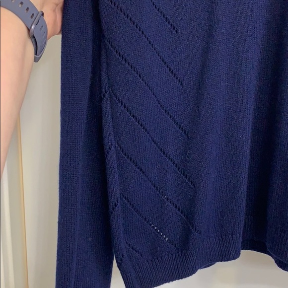 Moth for Anthropologie Keyhole Tie Back Sweater M | Navy Blue Knit Open Back GUC - Picture 3 of 7